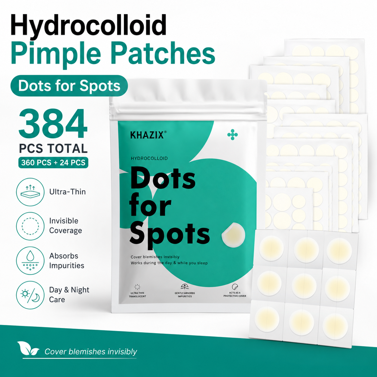 Hydrocolloid Acne Patch - 384pcs Hydrocolloid Acne Pimple Patch, Hydrocolloid