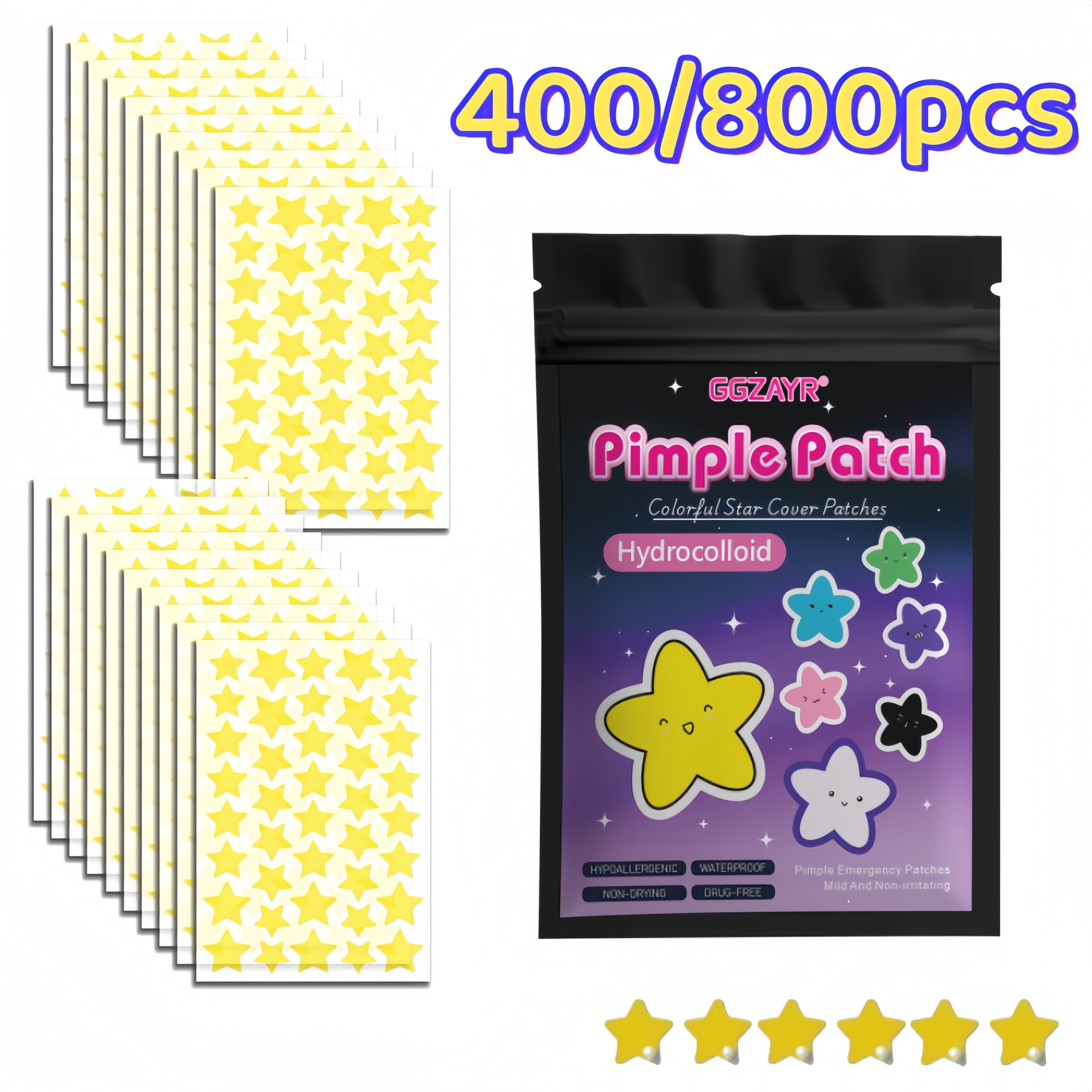 Hydrocolloid Acne Patch - 400/800pcs Hydrocolloid Acne Pimple Patches Invisible