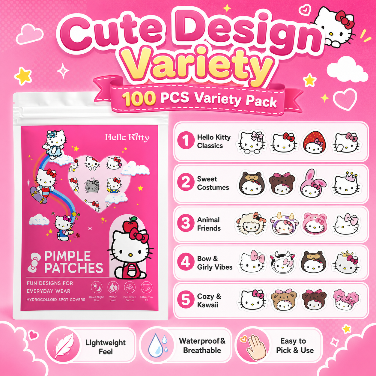 100PCS hello kitty Acne patche – Hydrocolloid Acne Patch recenzja i cena