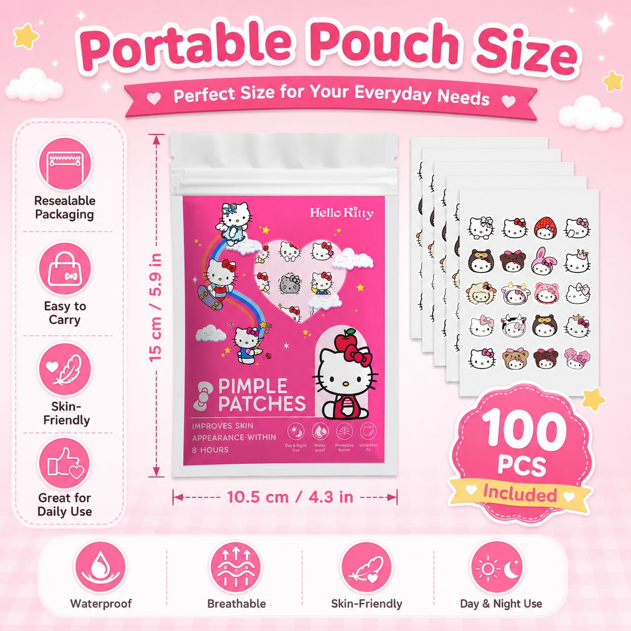 100PCS hello kitty Acne patche – Hydrocolloid Acne Patch recenzja i cena