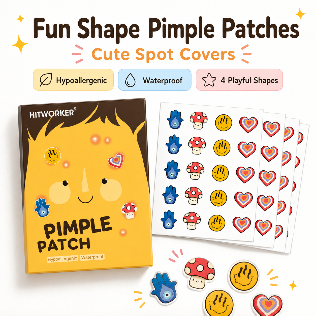 100Pcs Cute 4 Shapes Acne Pimp – Hydrocolloid Acne Patch recenzja i cena