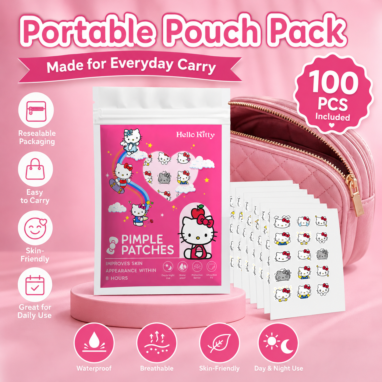 100PCS hello kitty Acne patche – Hydrocolloid Acne Patch recenzja i cena