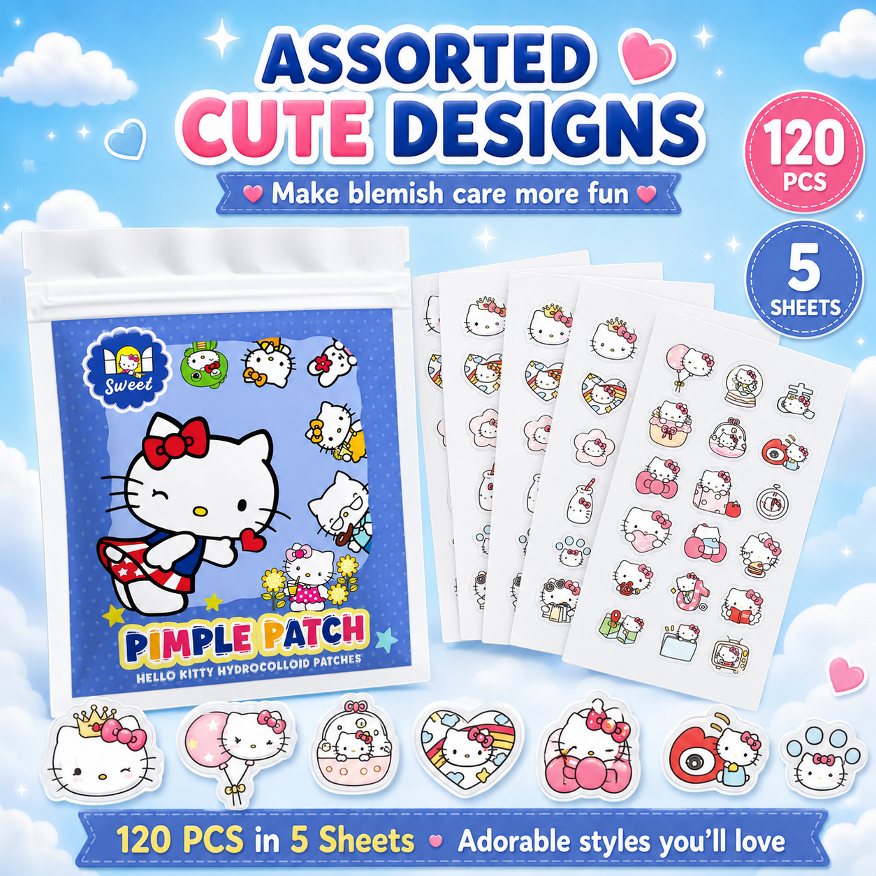 120PCS hello kitty Acne patche – Hydrocolloid Acne Patch recenzja i cena